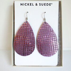 *Nickel & Suede* Gilded Lilac Leather Teardrops in Silve - Discontinued - SMALL.